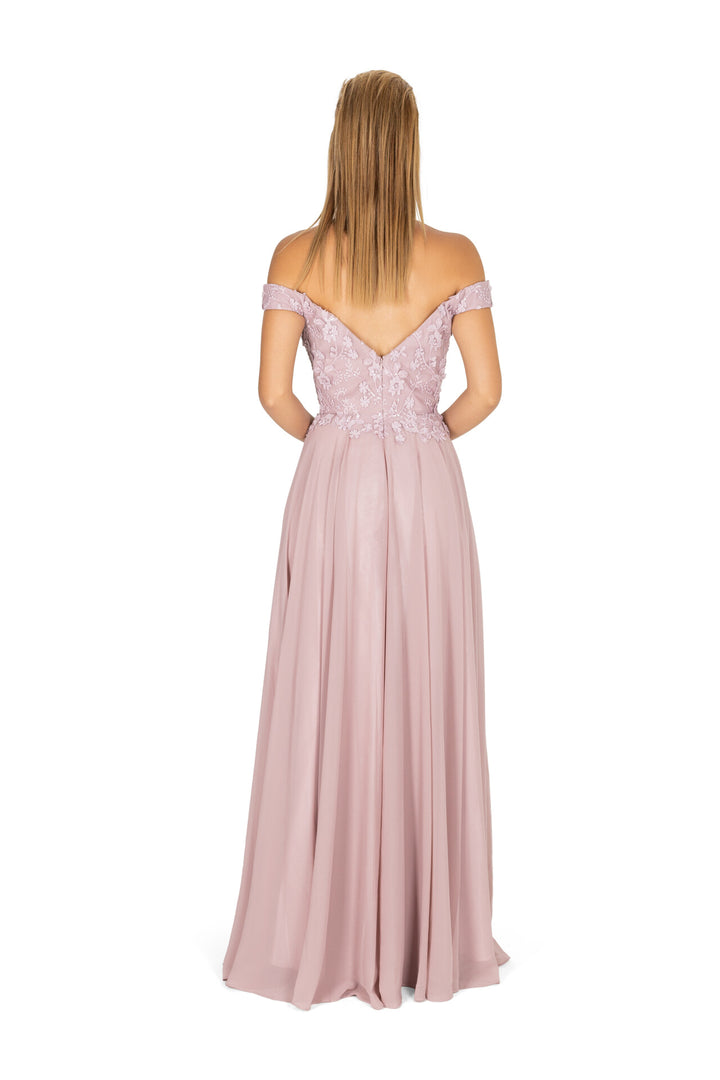 Vestido largo de gala con encaje