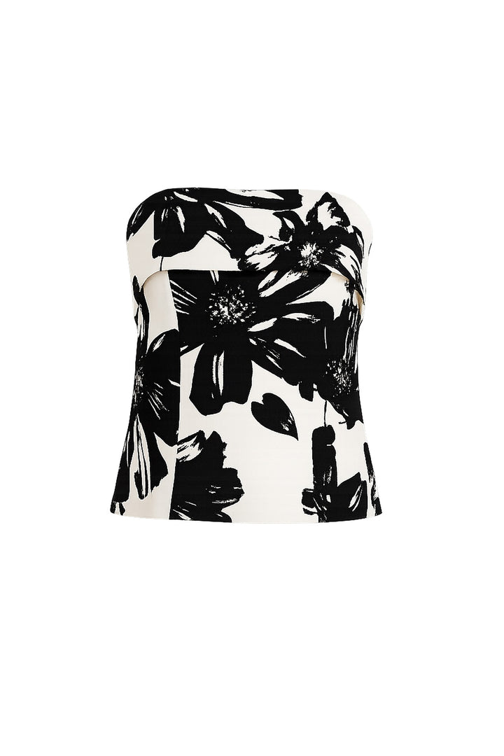 Blusa strapless floral