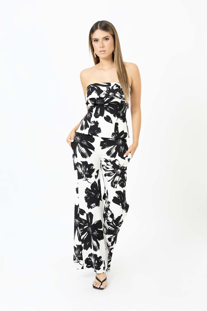 Blusa strapless floral