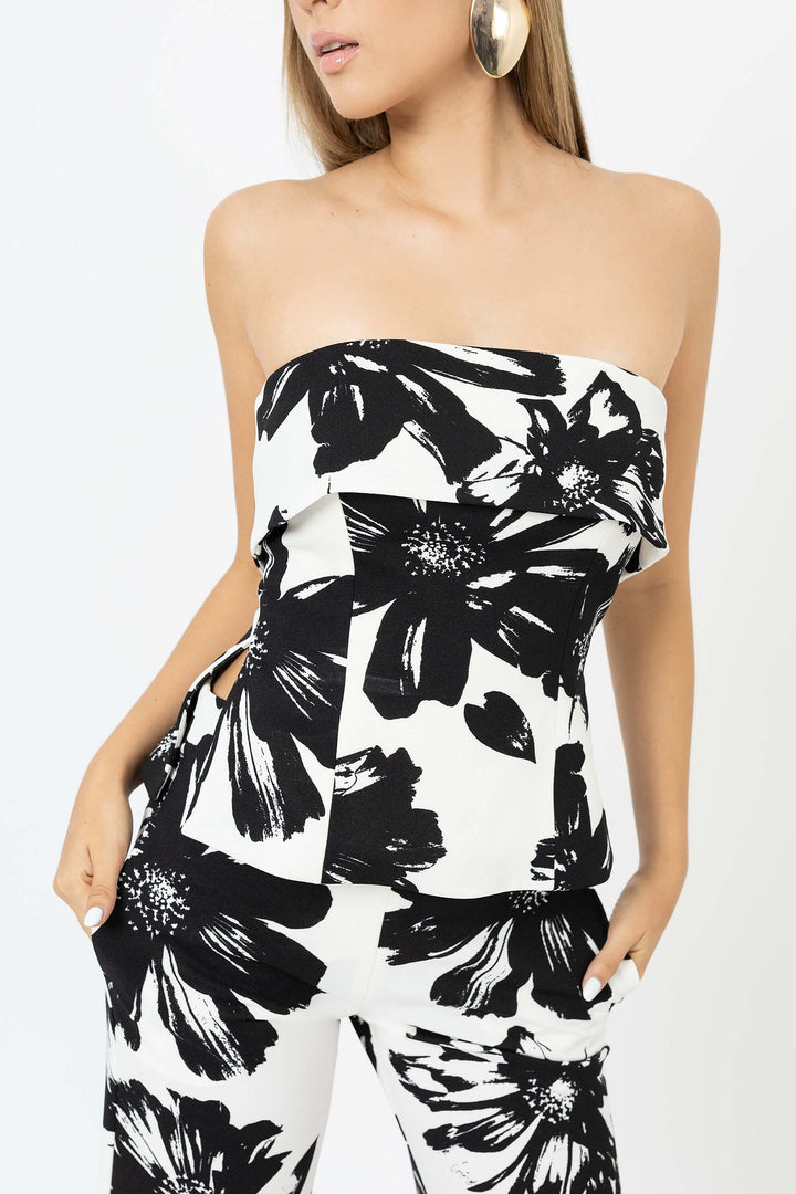 Blusa strapless floral