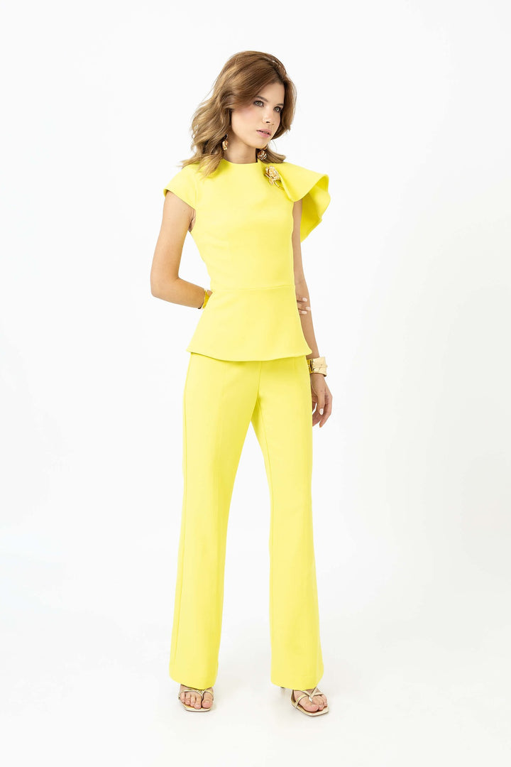 Pantalón recto tiro alto formal