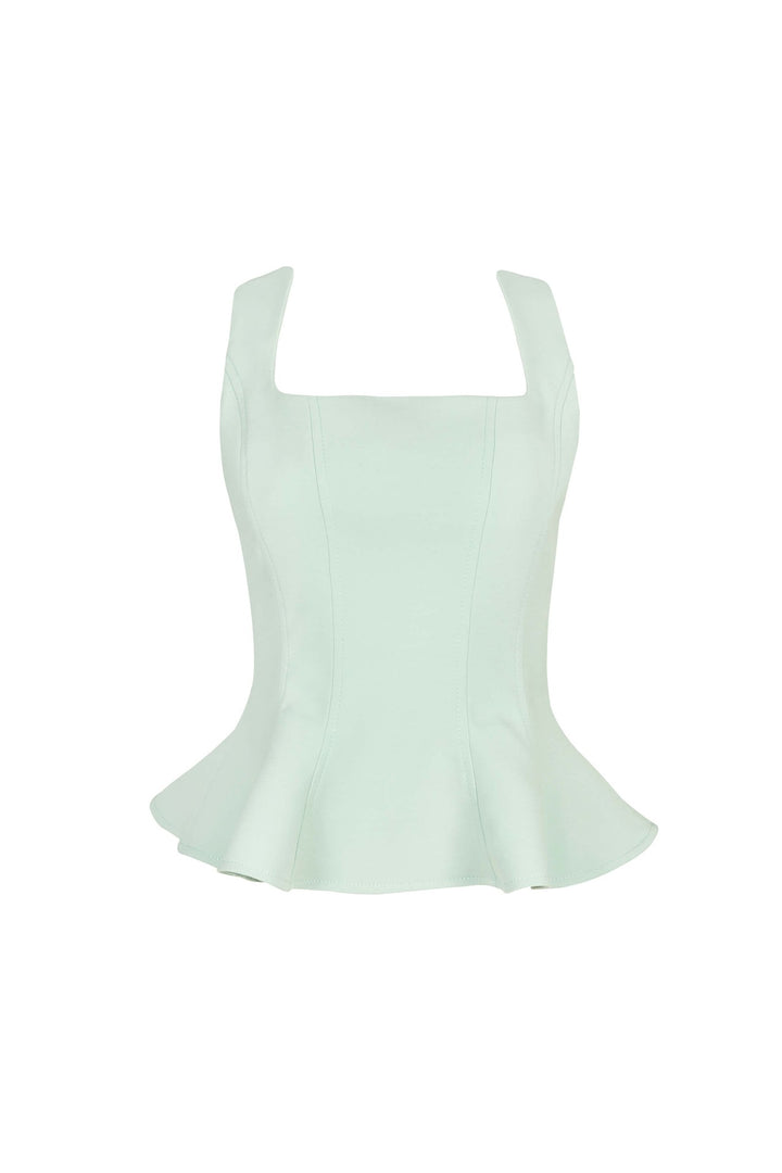 Blusa peplum sin mangas con escote cuadrado