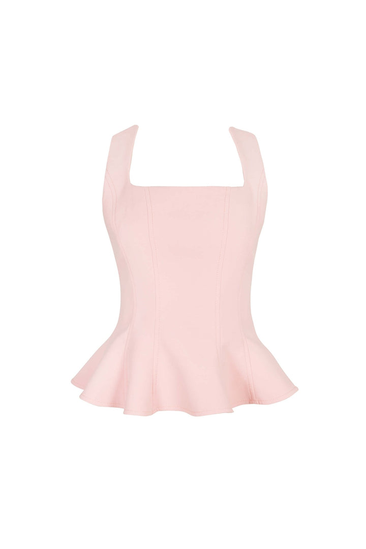 Blusa peplum sin mangas con escote cuadrado