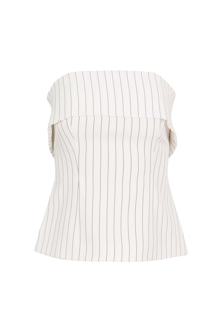 Top strapless con líneas finas
