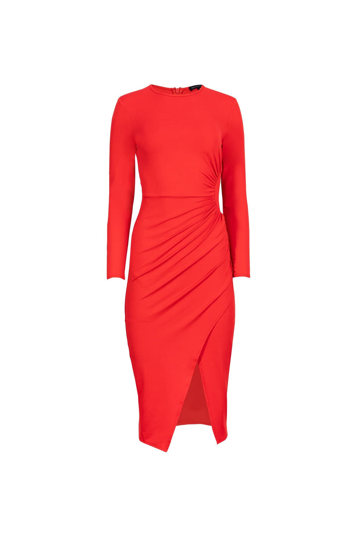 Vestido drapeado con abertura frontal