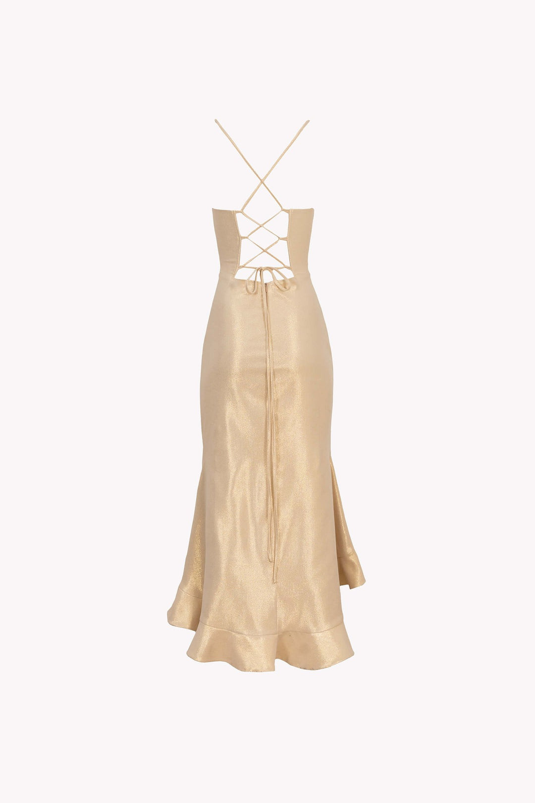 Vestido satinado con volantes y tirantes finos