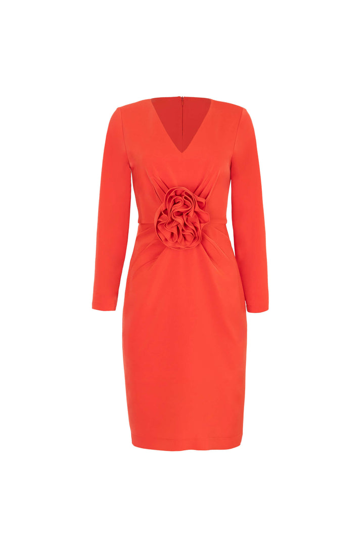 Vestido midi con flor 3D