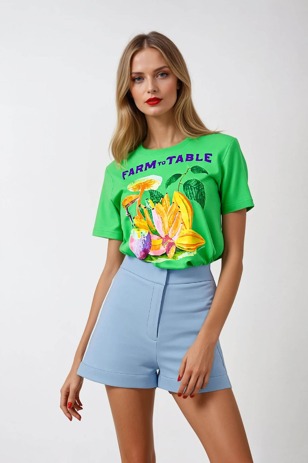 Short estructurado de tiro alto con dobladillo