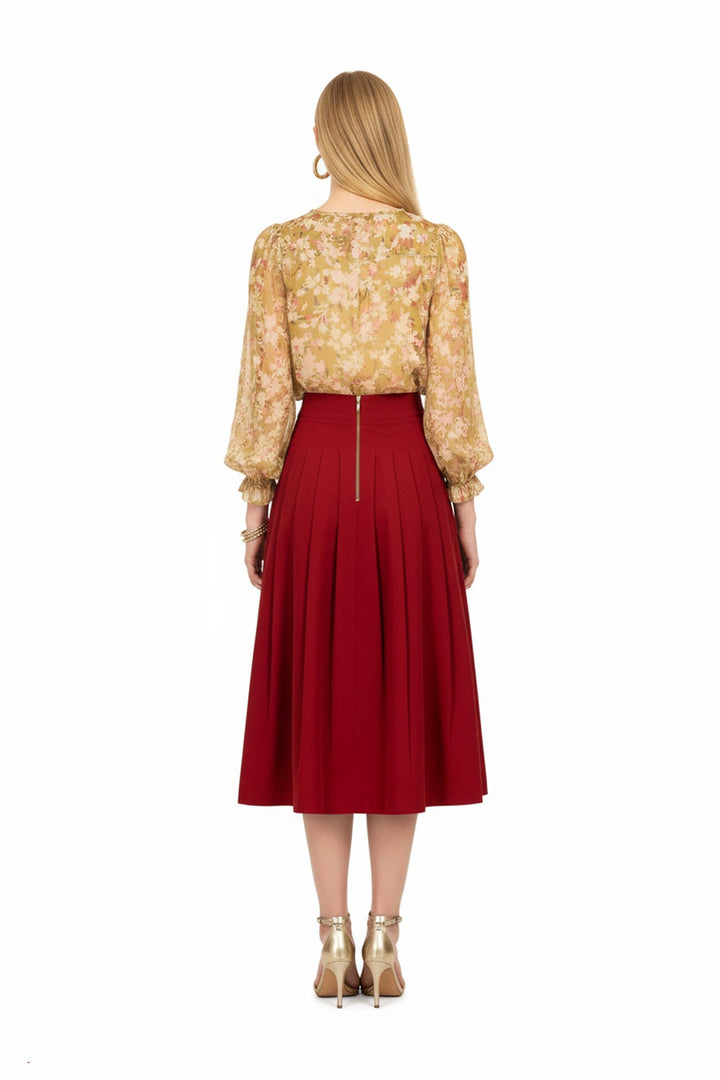 Falda midi plisada de vestir