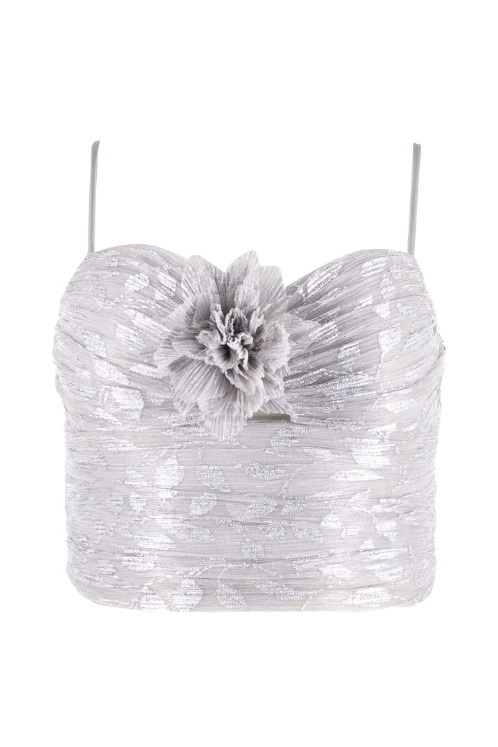 Top de tirantes con flor 3D