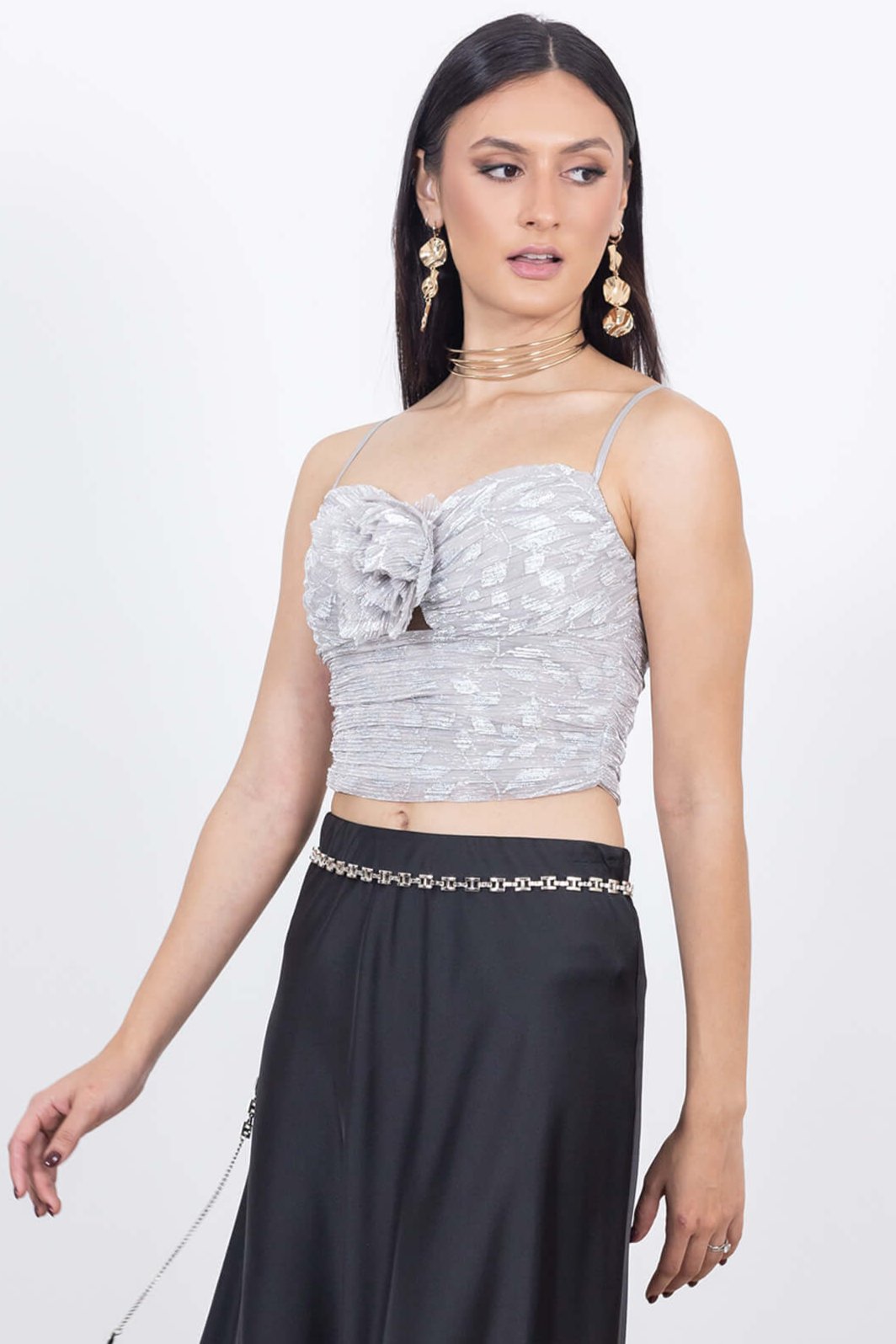 Top de tirantes con flor 3D