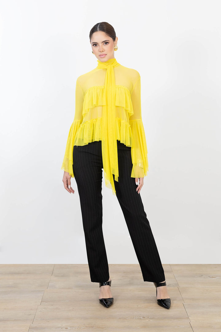 Blusa de tul con volantes