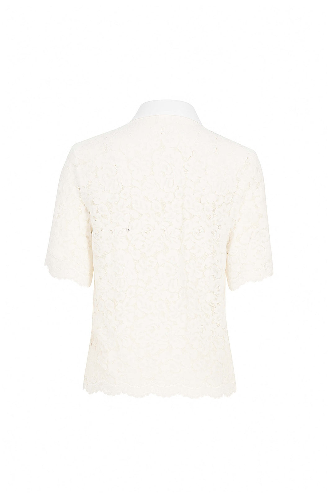 Blusa de encaje con cuello camisero