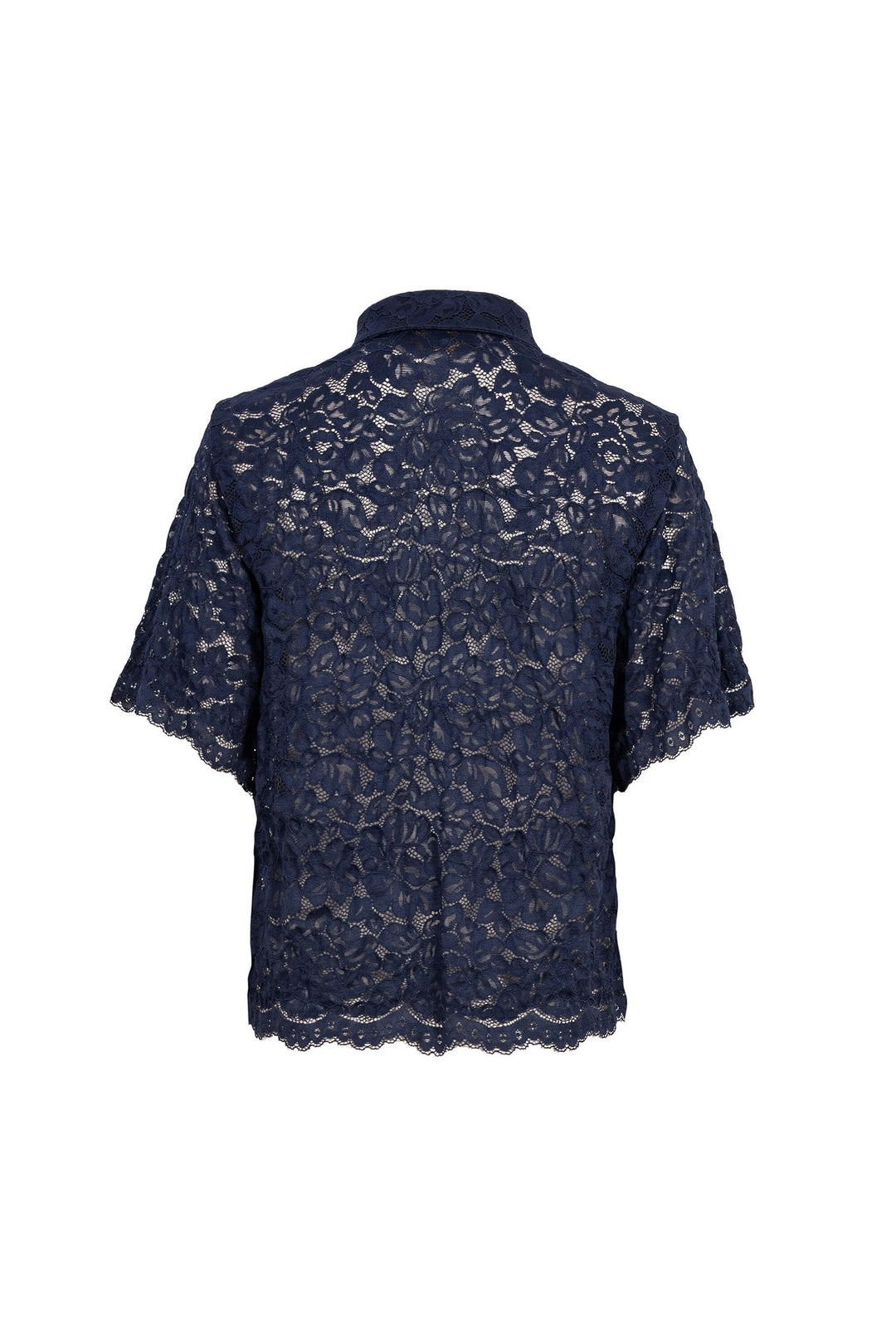 Blusa de encaje con cuello camisero