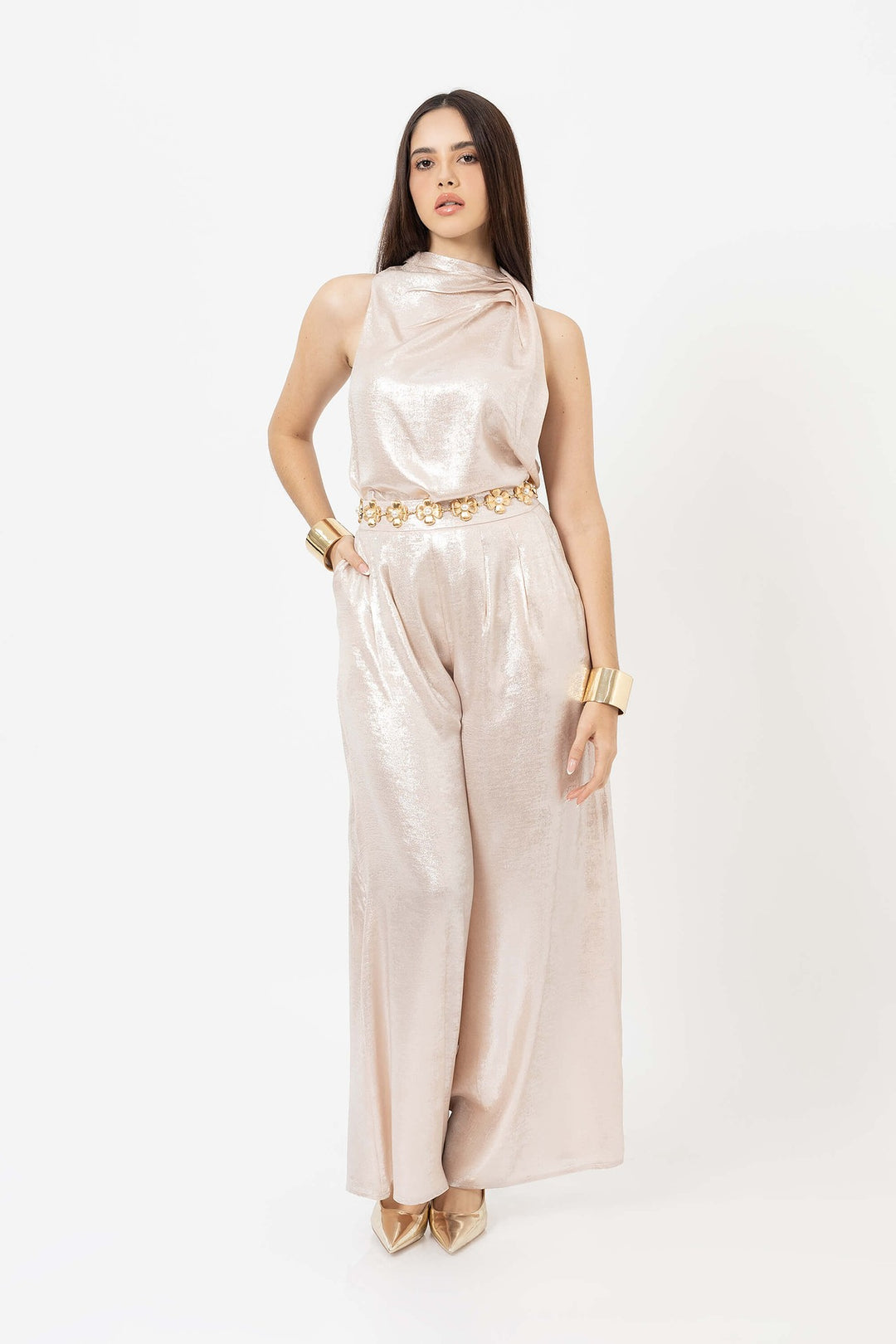 Pantalón palazzo satinado