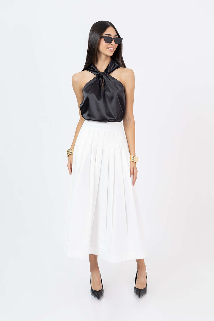 Falda midi plisada de vestir