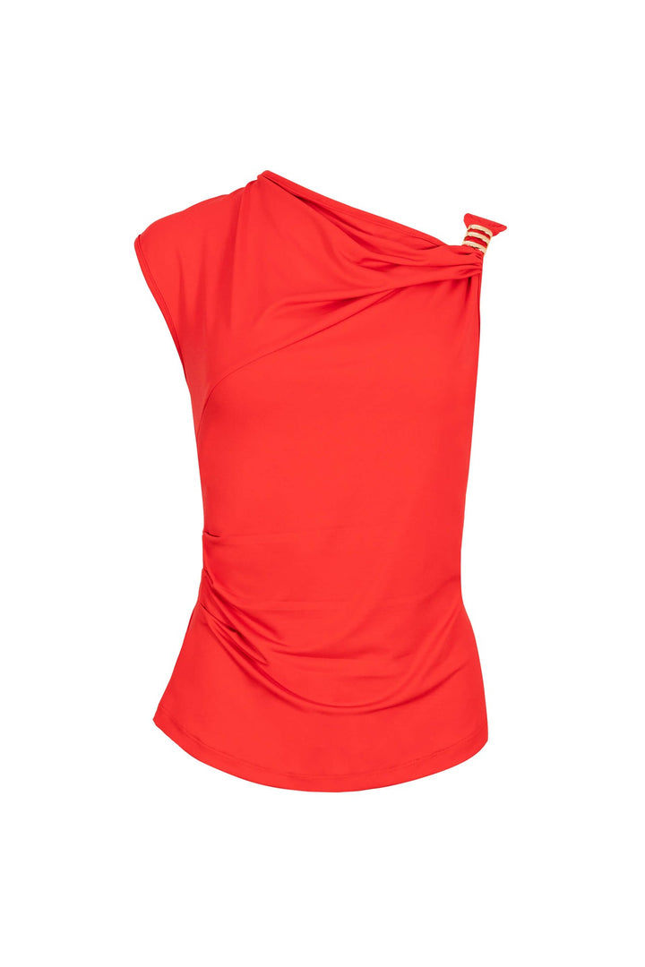 Top asimétrico con detalle metálico