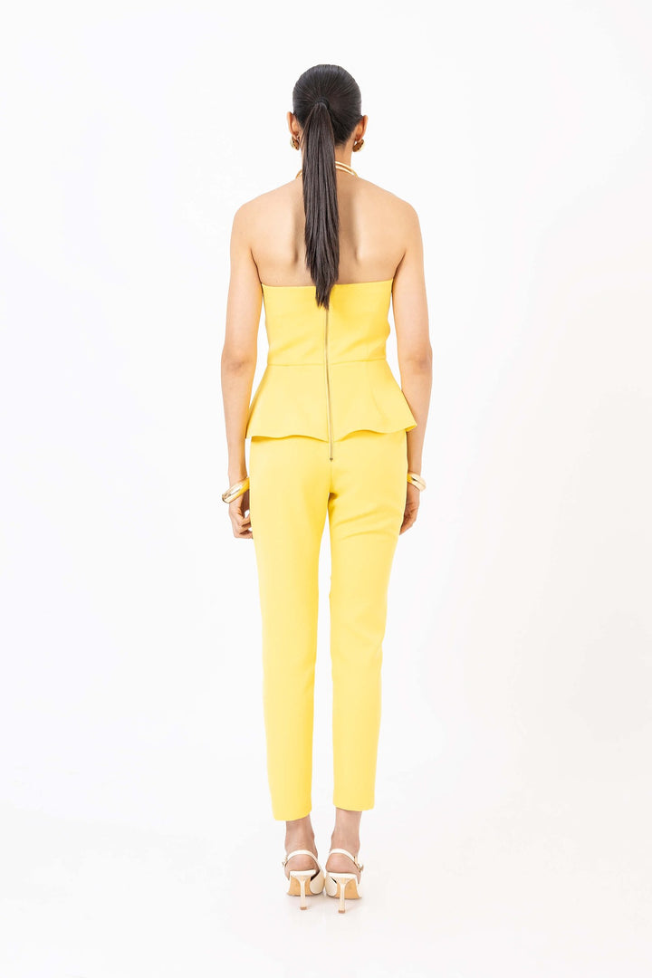 Jumpsuit strapless con botones dorados