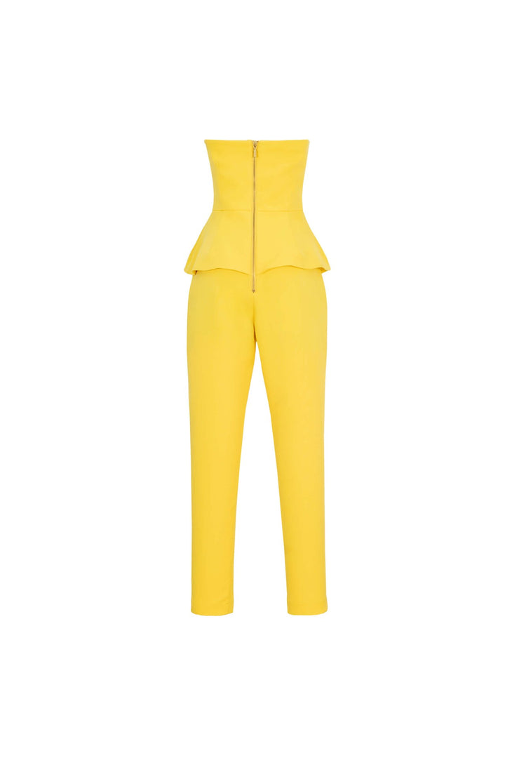 Jumpsuit strapless con botones dorados