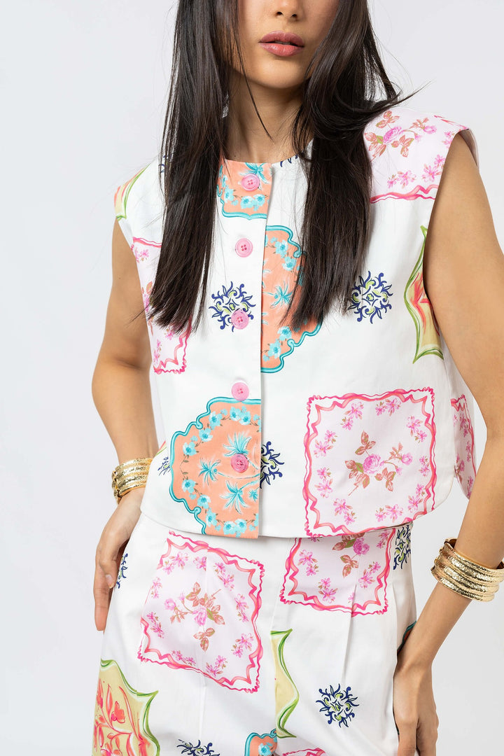 Chaleco tipo sastre estampado