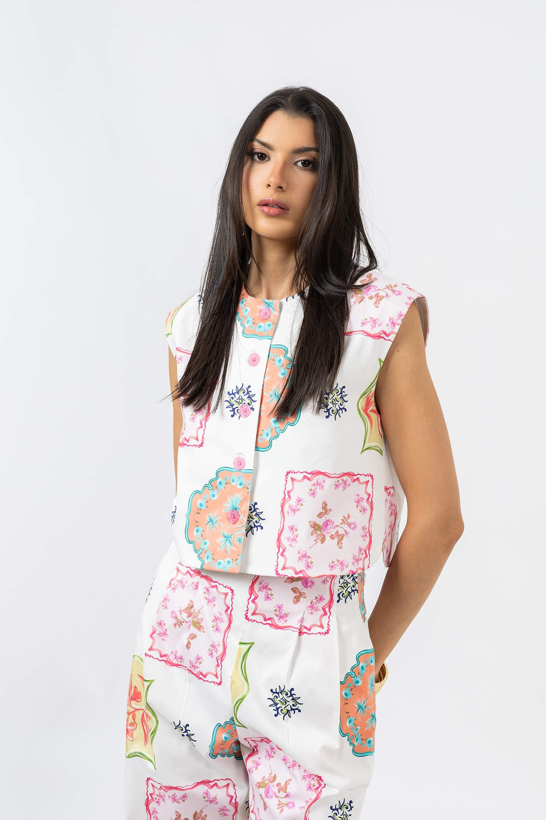 Chaleco tipo sastre estampado