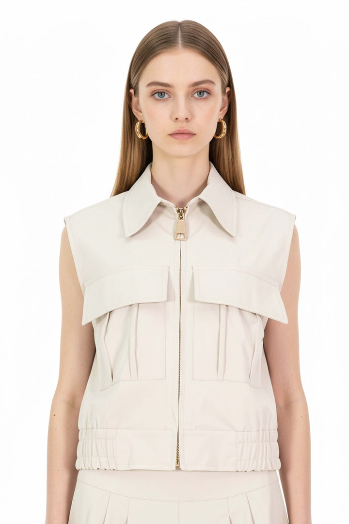 Chaleco tipo cargo con cierre frontal
