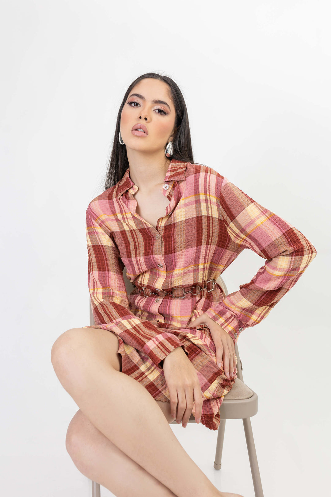 Vestido camisero de cuadros