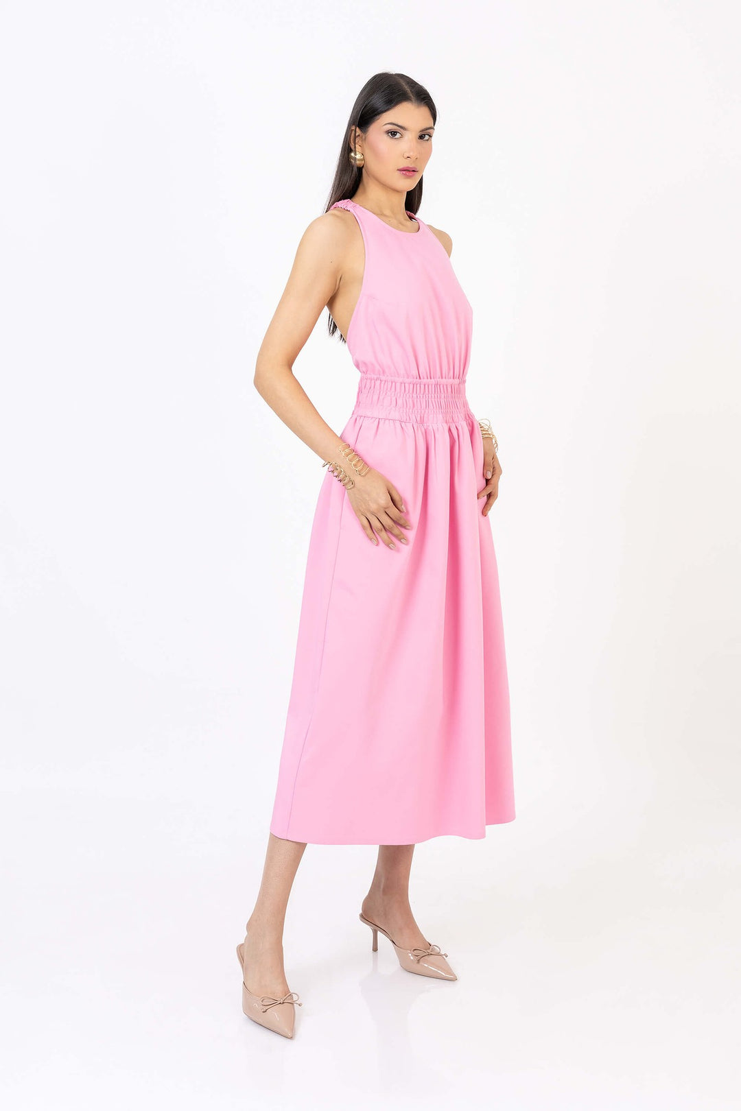 Vestido midi con espalda cruzada