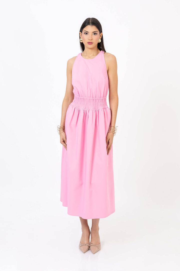 Vestido midi con espalda cruzada