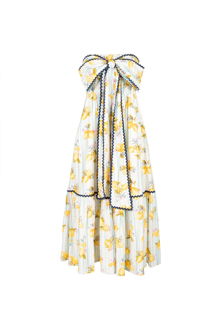 Vestido strapless con moño