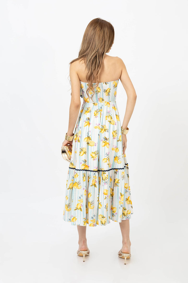 Vestido strapless con moño