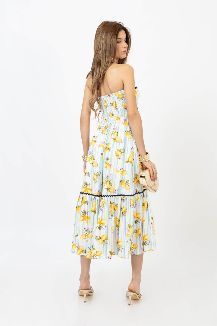 Vestido strapless con moño