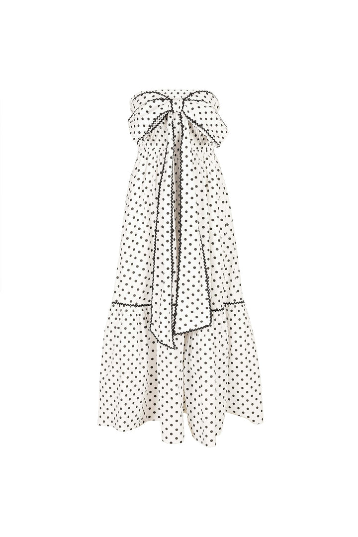 Vestido strapless con moño