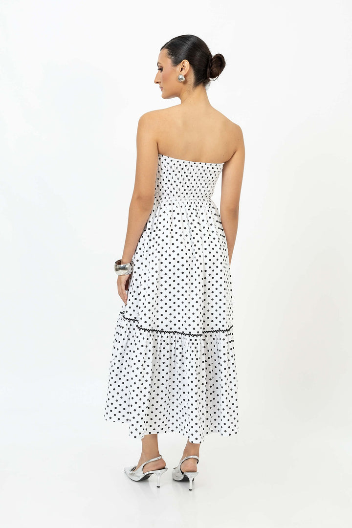 Vestido strapless con moño