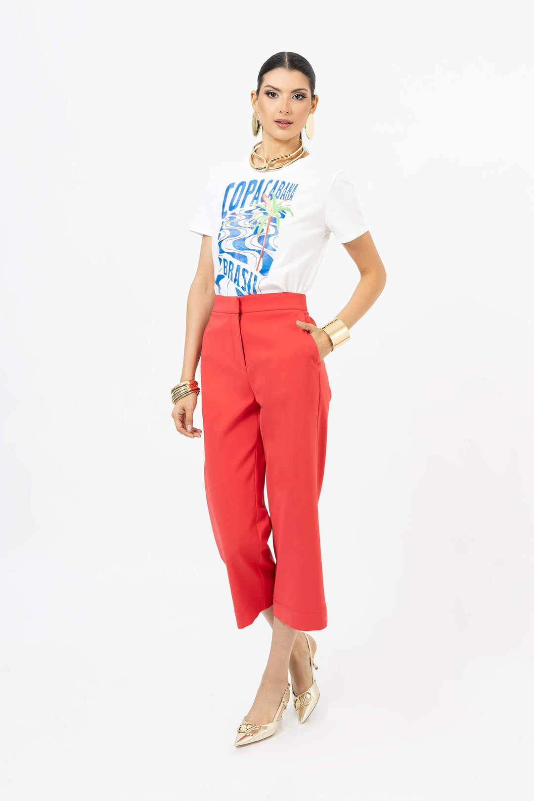 Pantalón culotte tiro alto estructurado