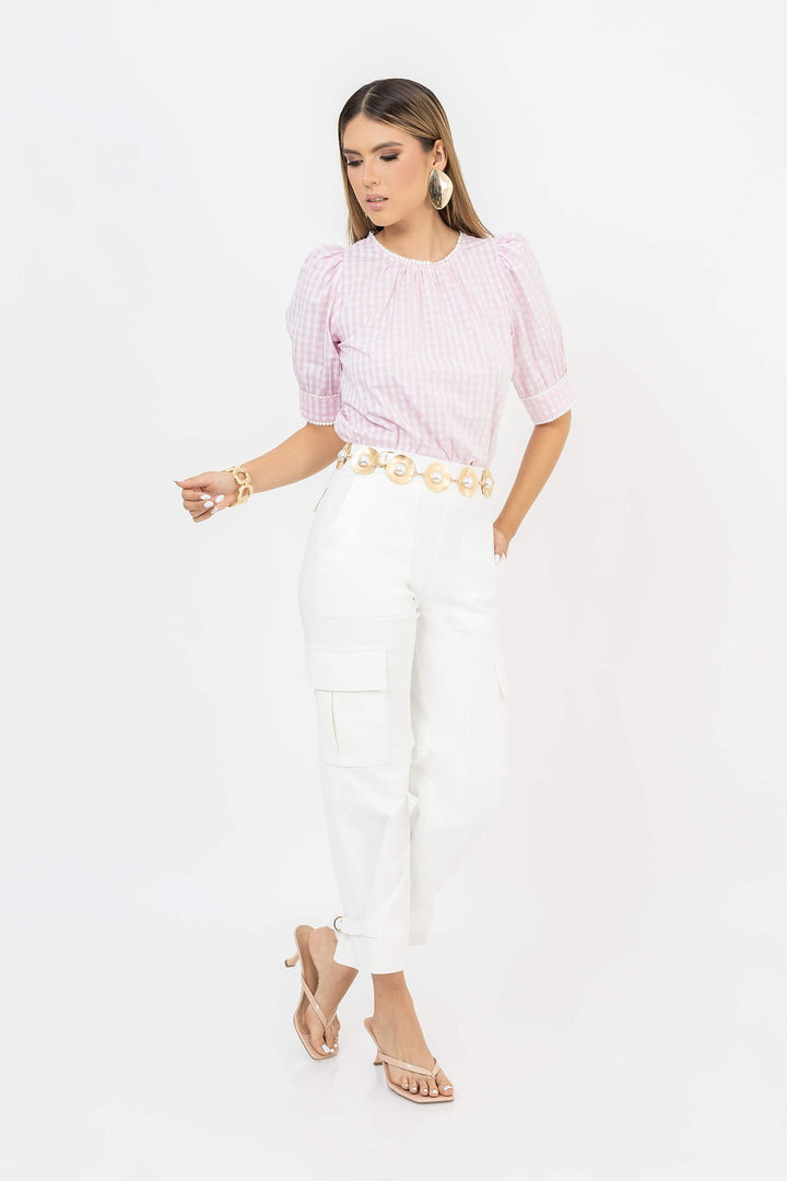 Blusa vichy con mangas