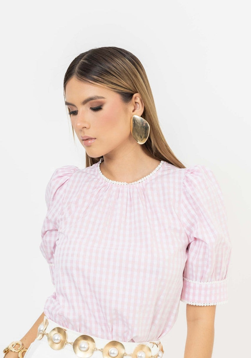 Blusa vichy con mangas
