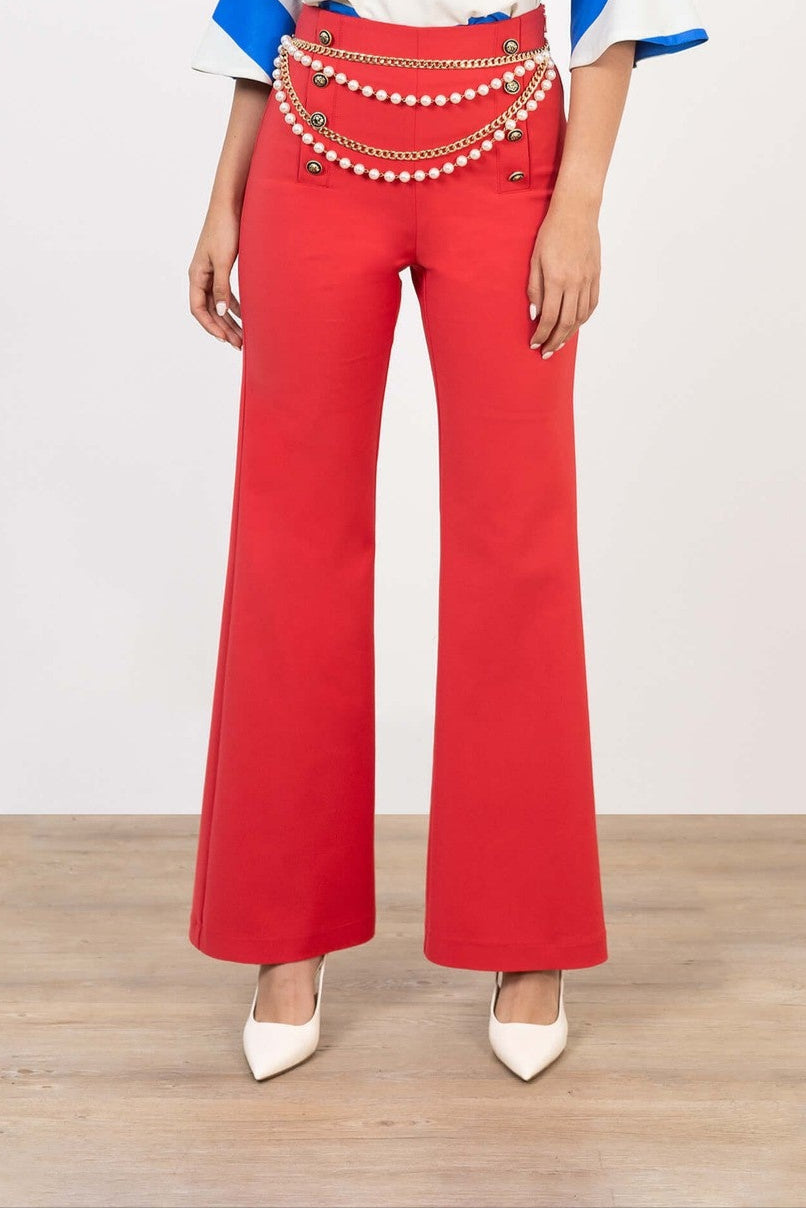 Pantalón palazzo con botones dorados