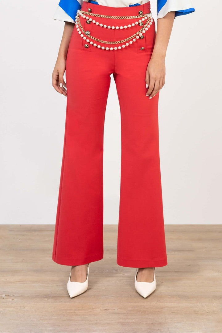 Pantalón palazzo con botones dorados