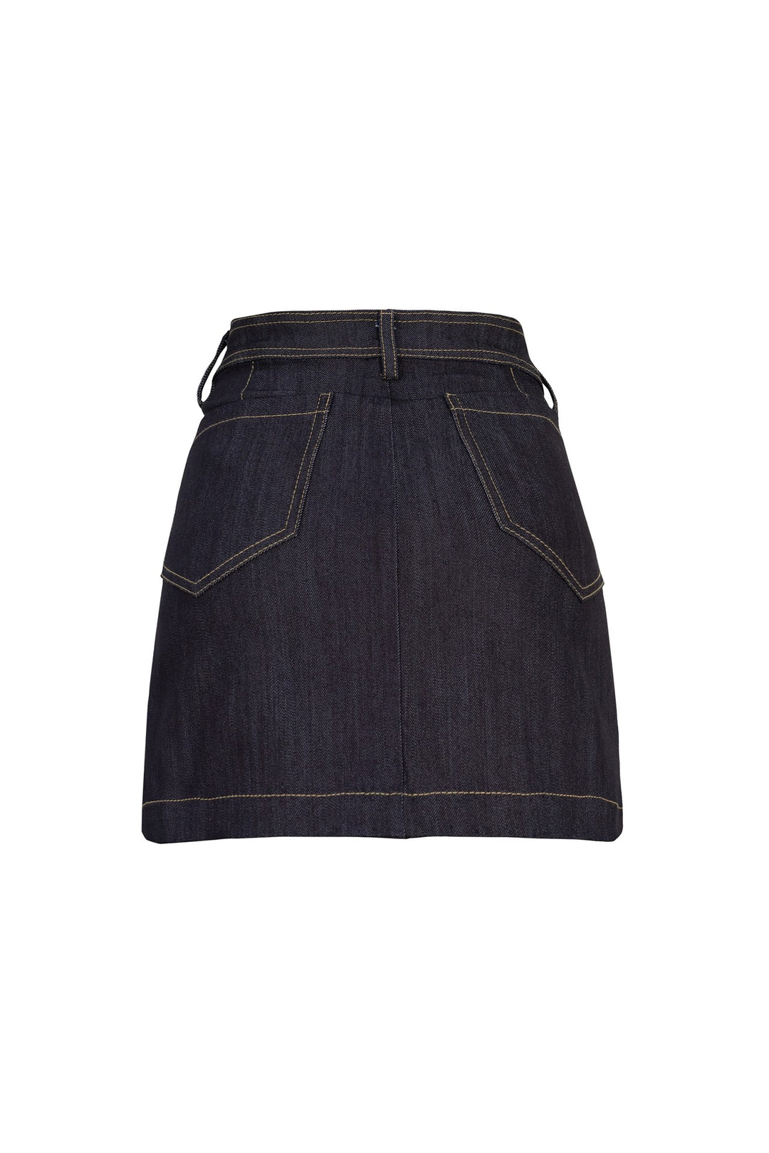 Falda mini de mezclilla con bolsillos frontales