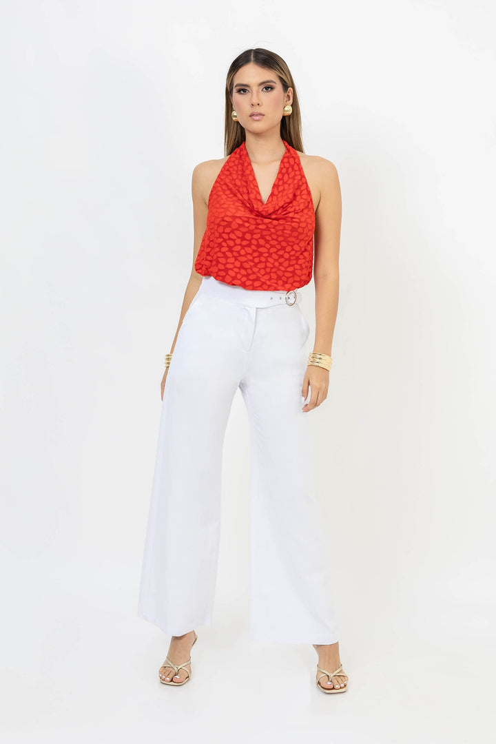 Blusa halter con escote drapeado