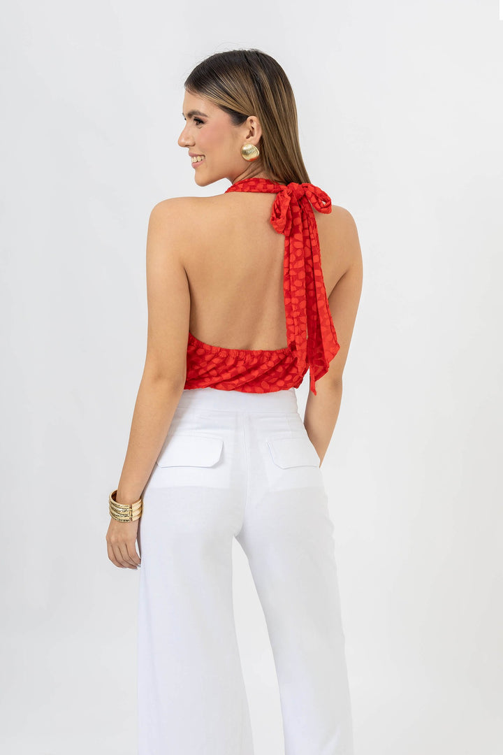 Blusa halter con escote drapeado