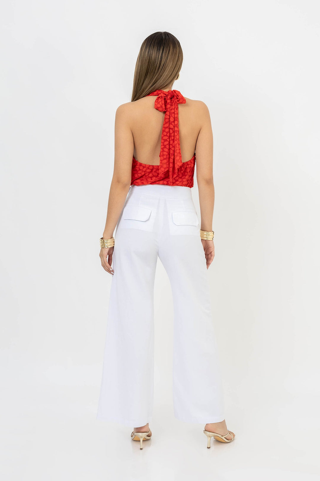 Blusa halter con escote drapeado