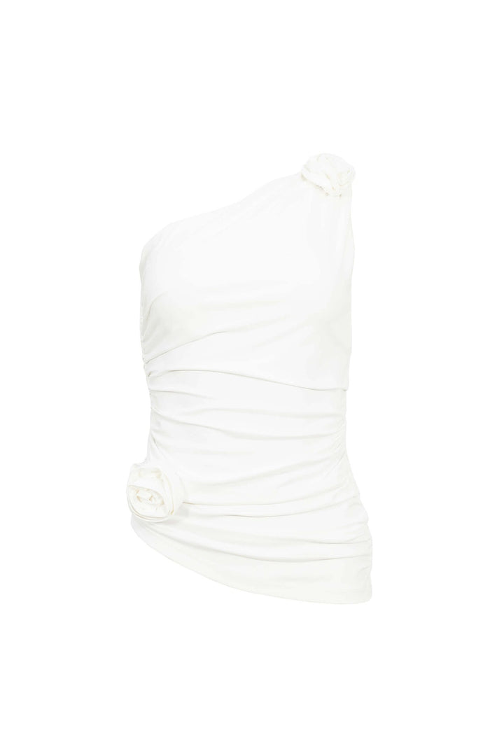 Blusa asimétrica con flores 3D