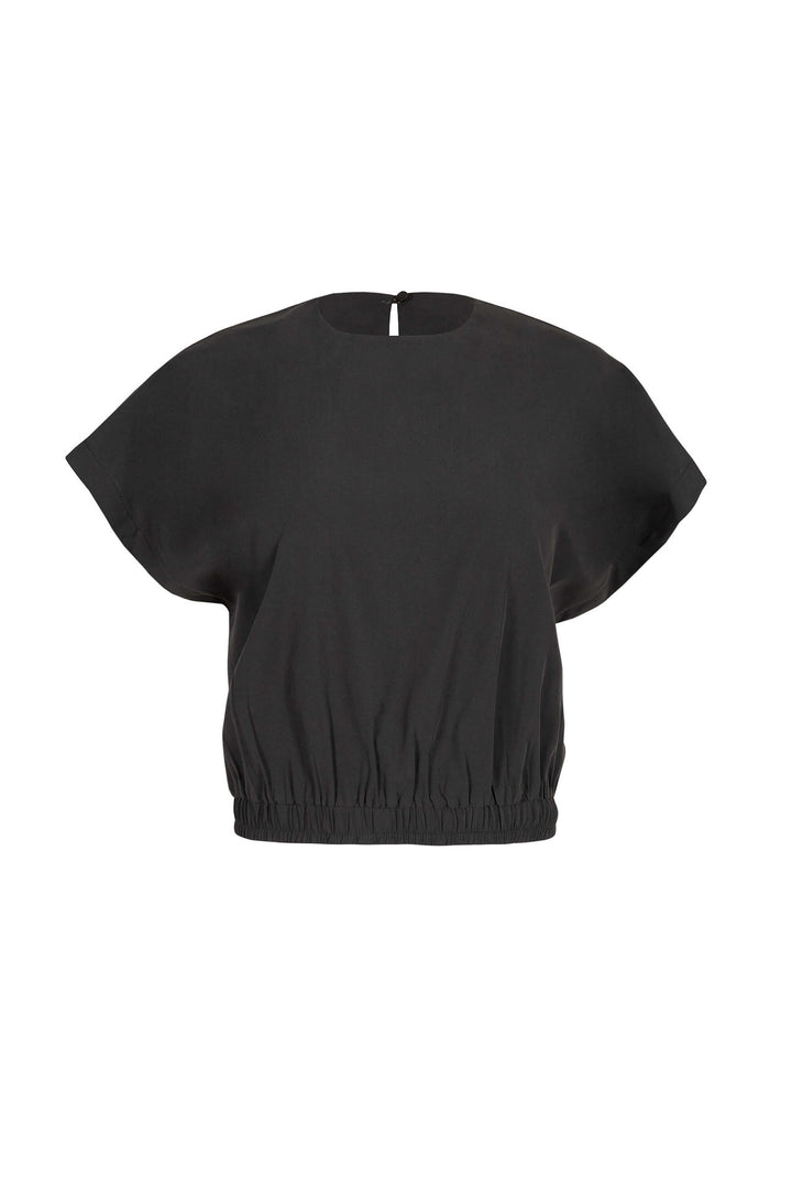 Blusa corta con resorte y manga amplia