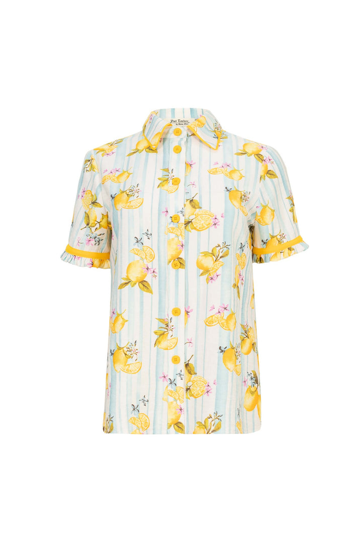 Blusa estampada con cuello camisero