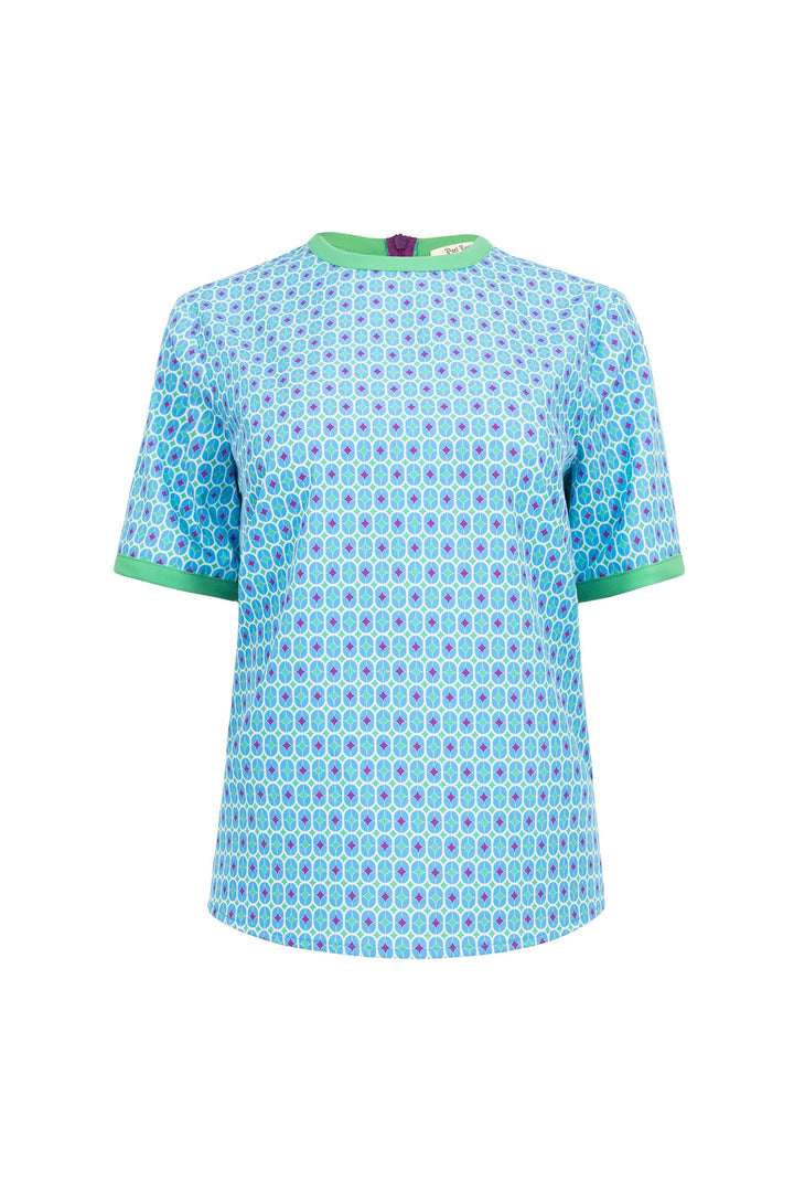 Blusa gráfica de cuello redondo