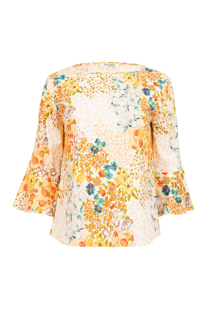 Blusa estampada manga acampanada