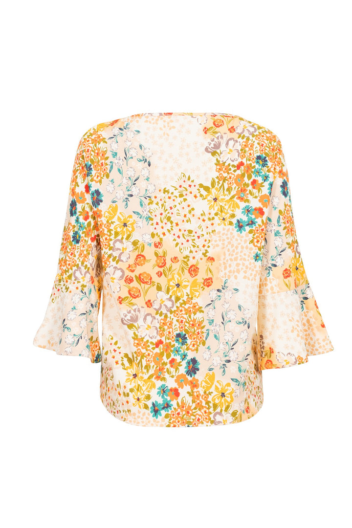 Blusa estampada manga acampanada