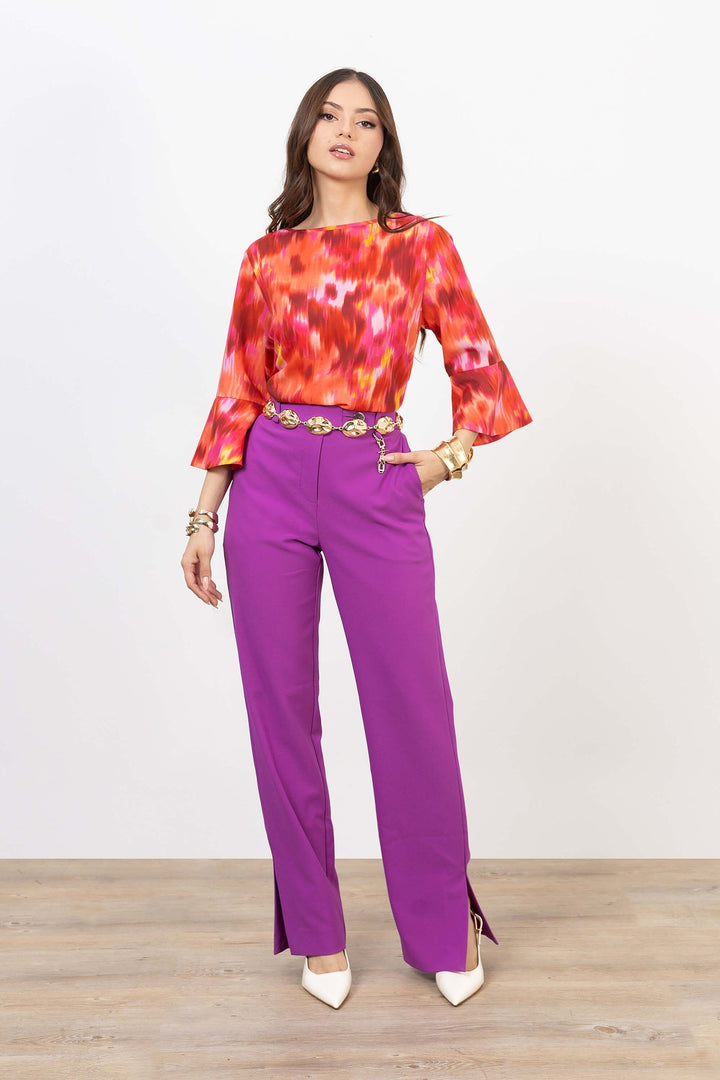 Blusa estampada manga acampanada